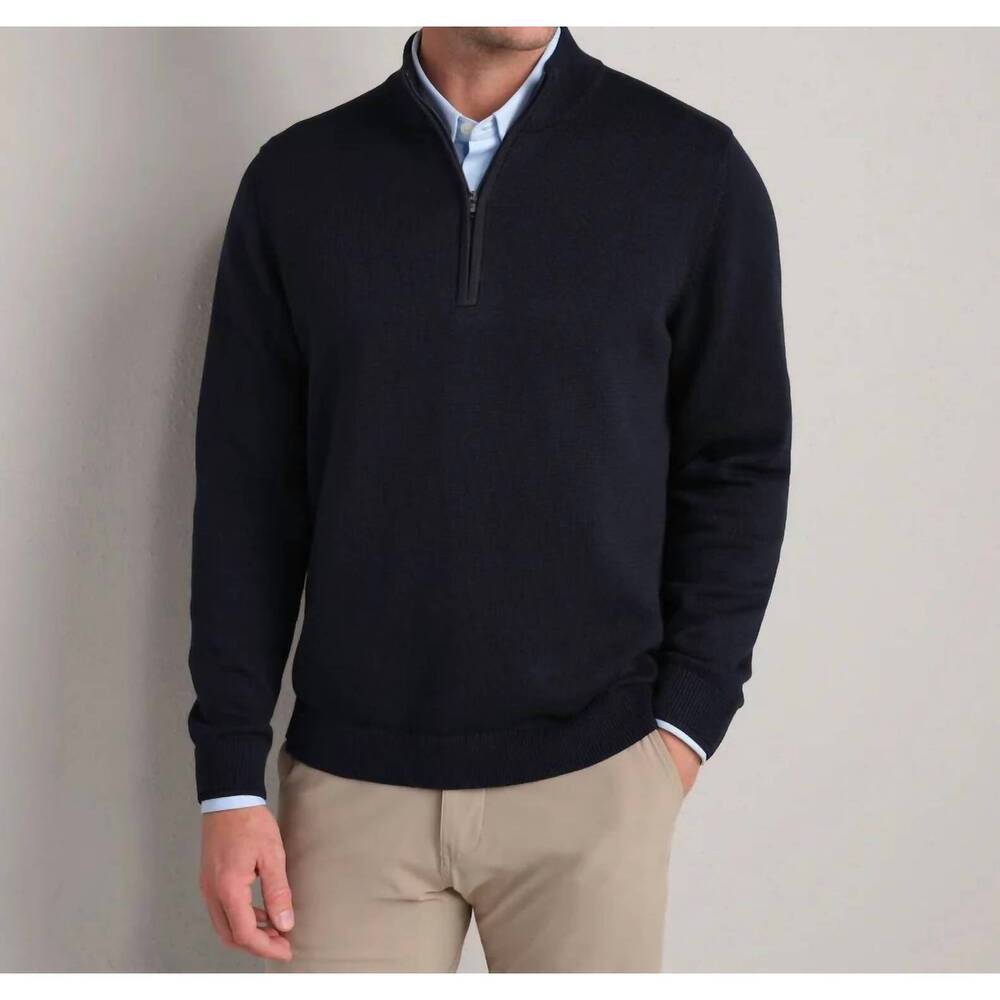 NEW RHONE commuter 1/4 zip sweater in true navy